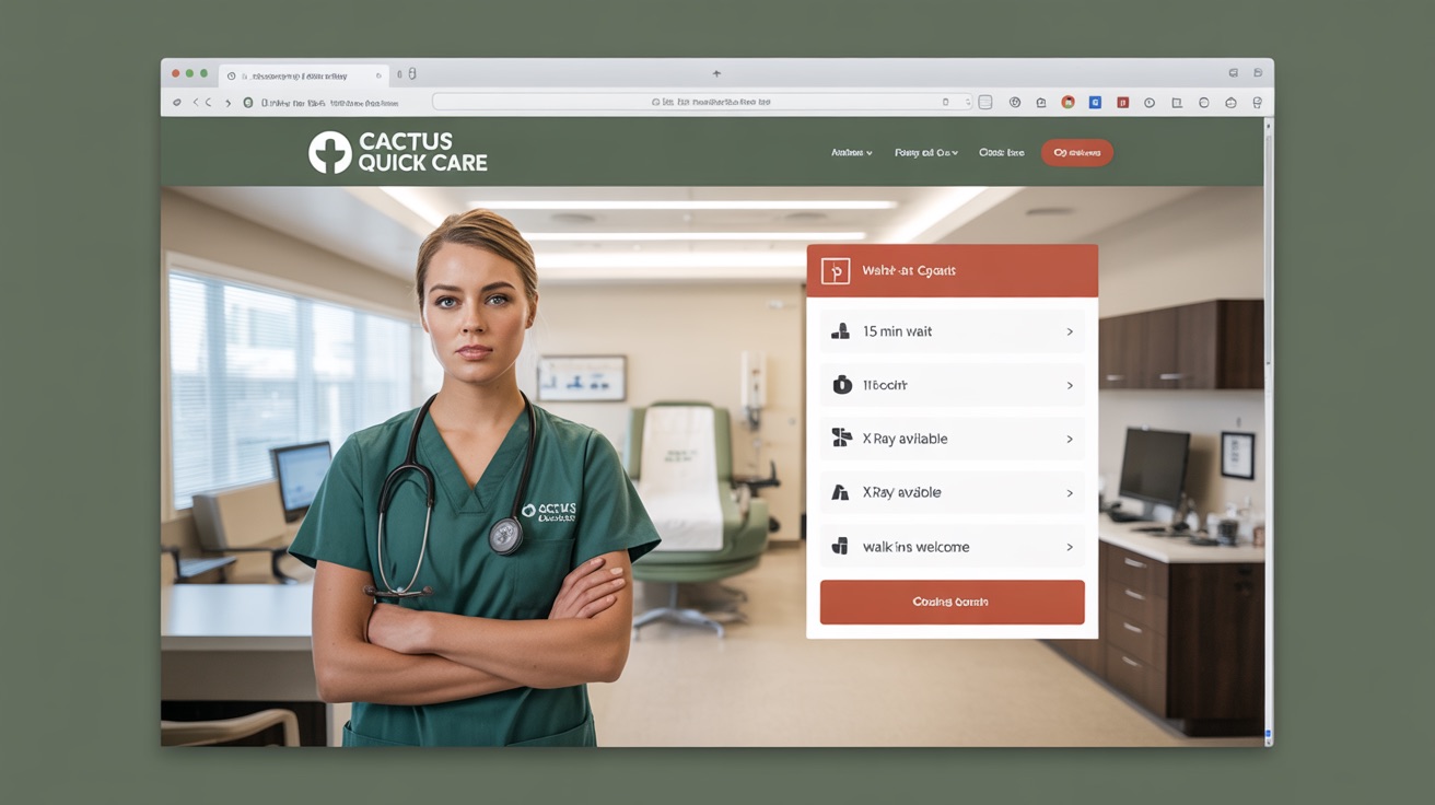 Care Cactus Quick Care — Urgent website design concept